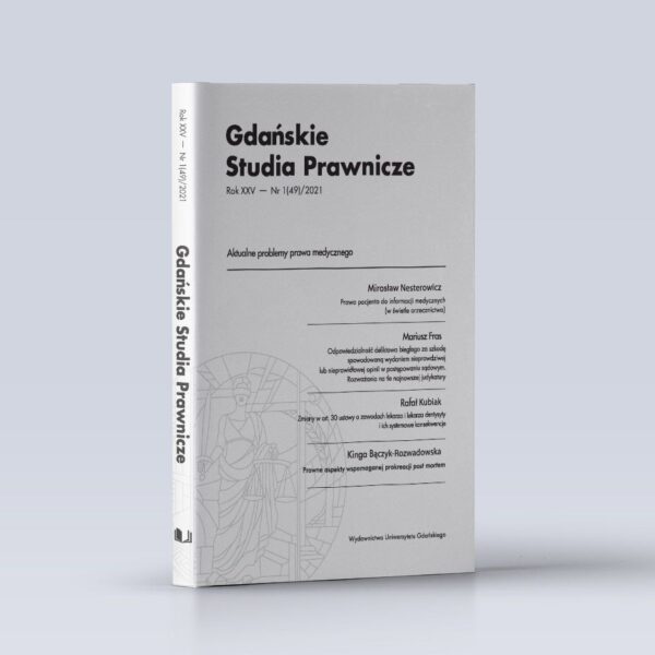 Gdańskie Studia Prawnicze 1(49)/2021. Aktualne problemy prawa medycznego